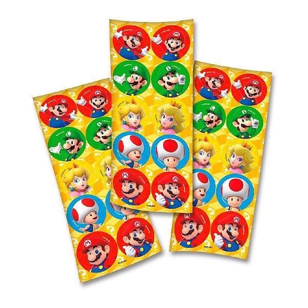 Adesivo Redondo - Super Mario - 30 unidades - FestColor - Rizzo
