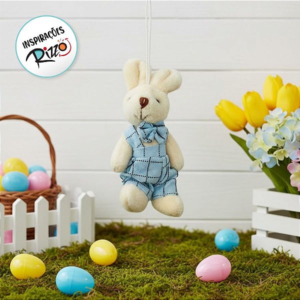 Coelho Azul para Pendurar - 10cm - 1 unidade - Cromus - Rizzo
