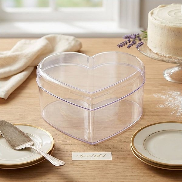 Caixa Acrílica para Cake Box Coração - Cristal - 750ml - 1 unidade - BlueStar - Rizzo