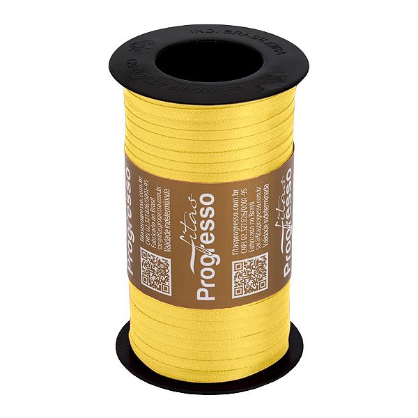 Fita de Cetim Carretel T900/000 4mm - 100m Cor 2052 Amarelo Claro  - 1 unidade - Fitas Progresso - Rizzo