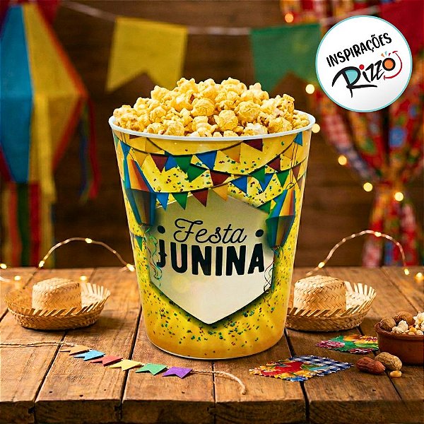 Balde de Pipoca - Festa Junina Amarelo - 1 unidade - Rizzo