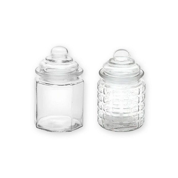 Kit 2 Potes de Vidro Hermético com Tampa - 280ml - Rizzo