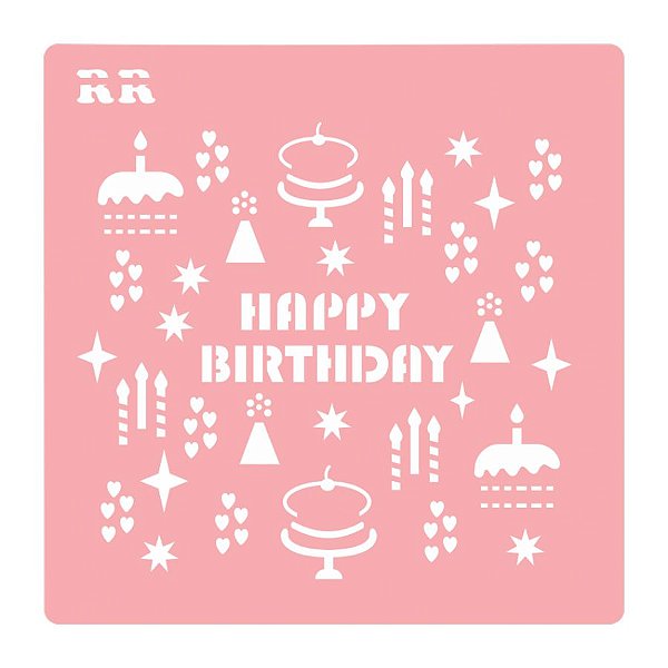 Stencil Happy Birthday  - Ref.4101 - 14,5cm - 1 unidade - RR Cortadores - Rizzo