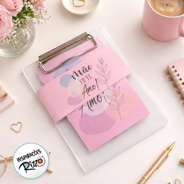 Bloco para Anotação com Prancheta - Mãe eu te Amo - 9,5x13,5cm - 1 unidade - Rizzo