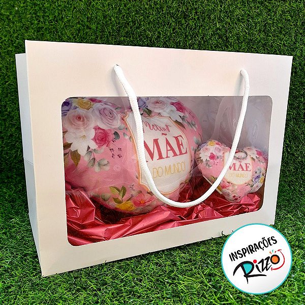 Sacola de Papel com visor de PVC 29x16x21cm - Branca - 1 unidade - Rizzo