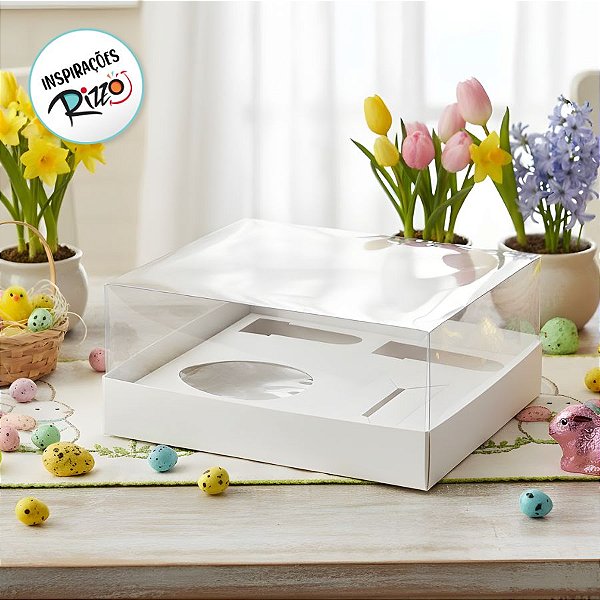 Caixa Kit Confeiteiro - Meio Ovo de 100g a 150g - 20,5x17x9,7cm - Branca - 5unidades - Assk