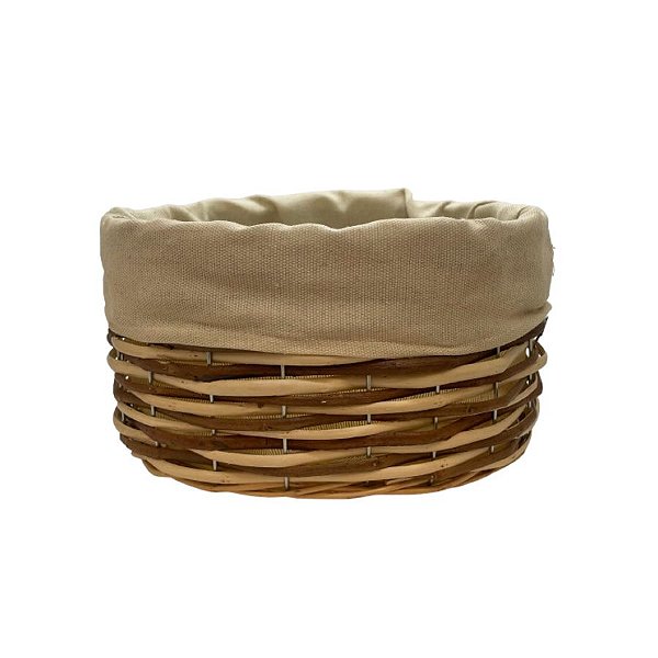 Cesta Oval com Tecido M - Bege - 26x21x15cm - 1 unidade - Rizzo