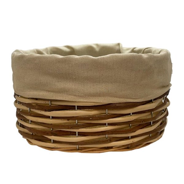 Cesta Oval com Tecido G - Bege - 30x24x17cm - 1 unidade - Rizzo