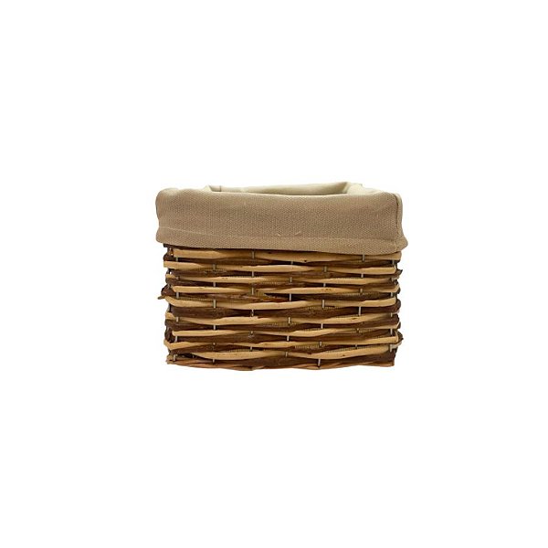 Cesta Quadrada com Tecido P - Bege - 16x16x12cm - 1 unidade - Rizzo