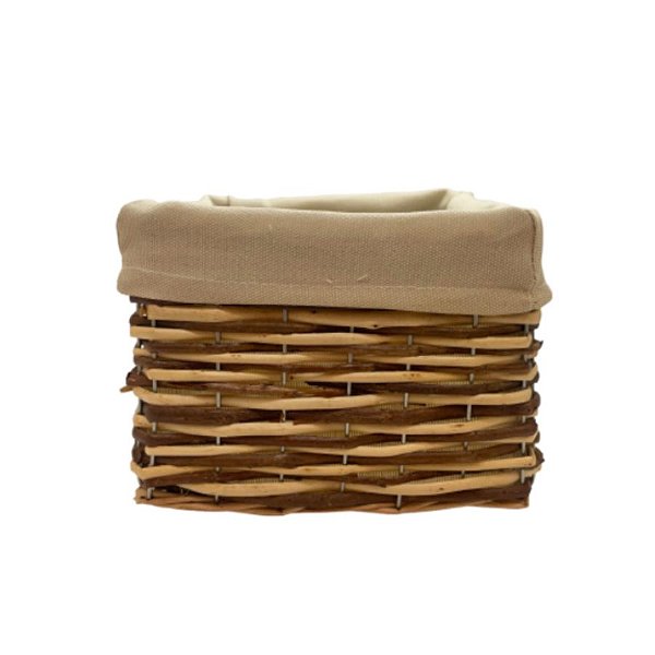 Cesta Quadrada com Tecido M - Bege - 21x21x14cm - 1 unidade - Rizzo