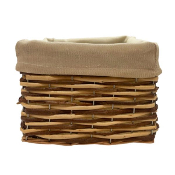 Cesta Quadrada com Tecido G - Bege - 25x25x16cm - 1 unidade - Rizzo