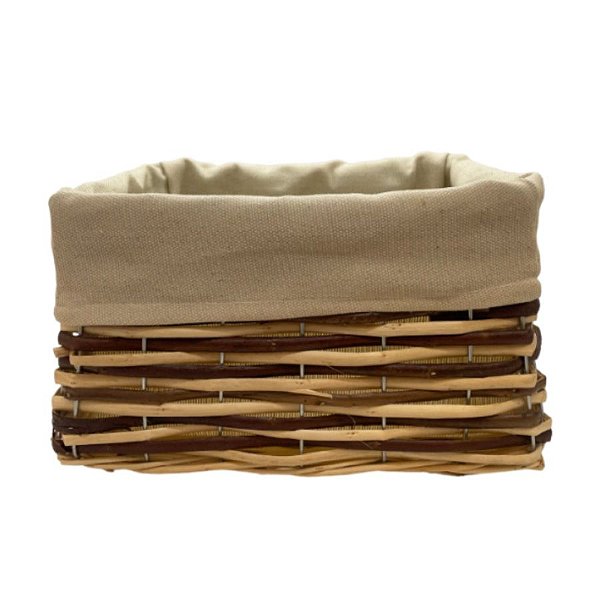 Cesta Retangular com Tecido G - Bege - 30x24x17cm - 1 unidade - Rizzo