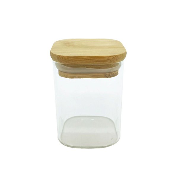 Pote de Vidro Hermético com Tampa de Bambu - 8x6cm - 185ml - 1 unidade - Rizzo