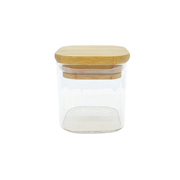 Pote de Vidro Hermético com Tampa de Bambu - 6x6cm - 125ml - 1 unidade - Rizzo
