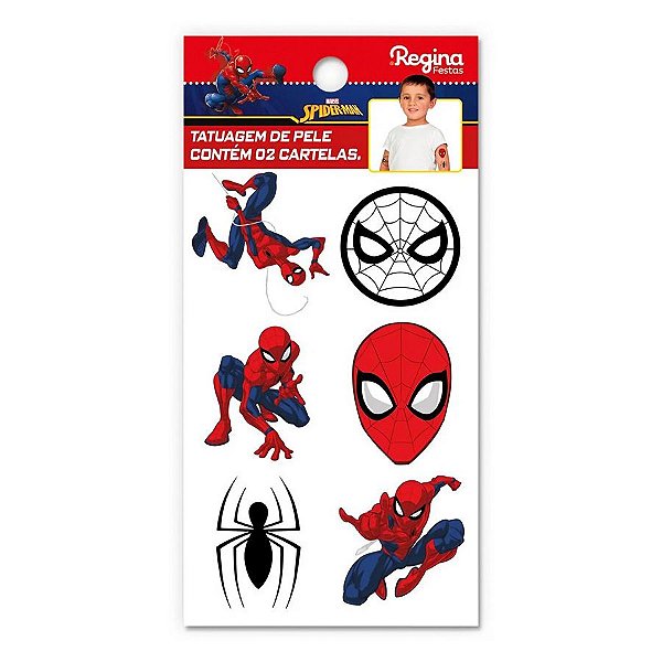 Tatuagem Temporária para Pele - Homem Aranha - 12 unidades - Regina - Rizzo