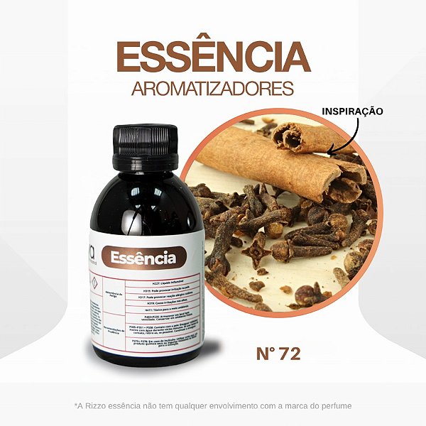 Essência Cravo e Canela Concentrada para Ambientes N°72 - 100 g - 1 unidade - Rizzo