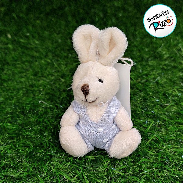 Mini Coelho de Pelúcia Azul Poa - 10cm - 1 unidade - Cromus - Rizzo