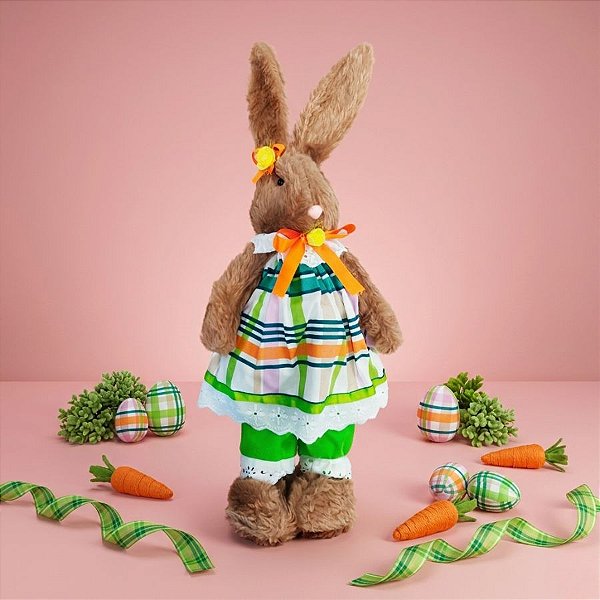 Coelho de Pelúcia Xadrez Marrom - 58cm - 1 unidade - Rizzo