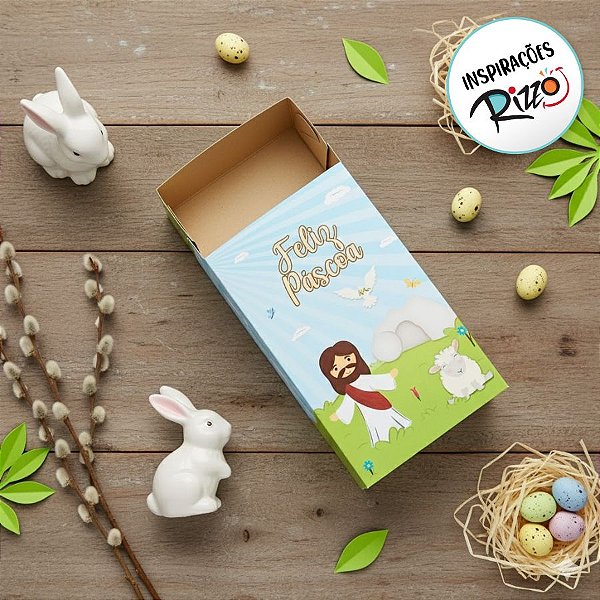 Caixa Gaveta para 6 Doces - Páscoa Cristã - 13x8cm - 5 unidades - Decora Doces - Rizzo