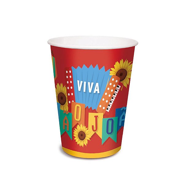 Copo de Papel - Festa Junina São João - 240ml - 8 unidades - Cromus - Rizzo