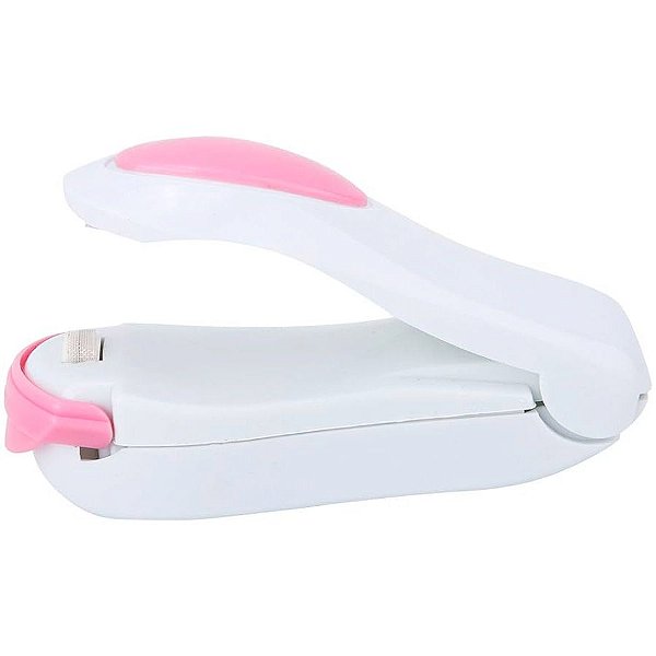 Selador de Embalagens Portátil - Branco e Rosa - 10x4x5 cm - 1 unidade - Clink - Rizzo