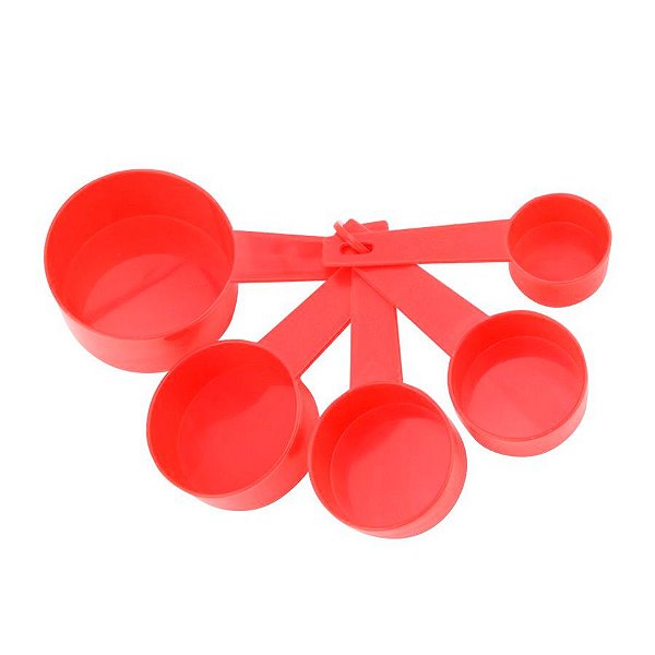 Kit 5 Colheres Medidoras - Vermelha - 16cm  - 5 unidades - Clink - Rizzo