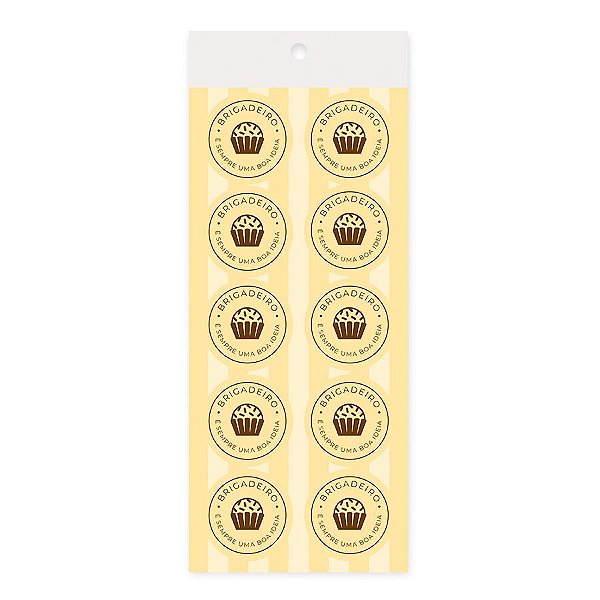 Adesivo Redondo - Brigadeiro Amarelo - 10 unidades - Cromus - Rizzo