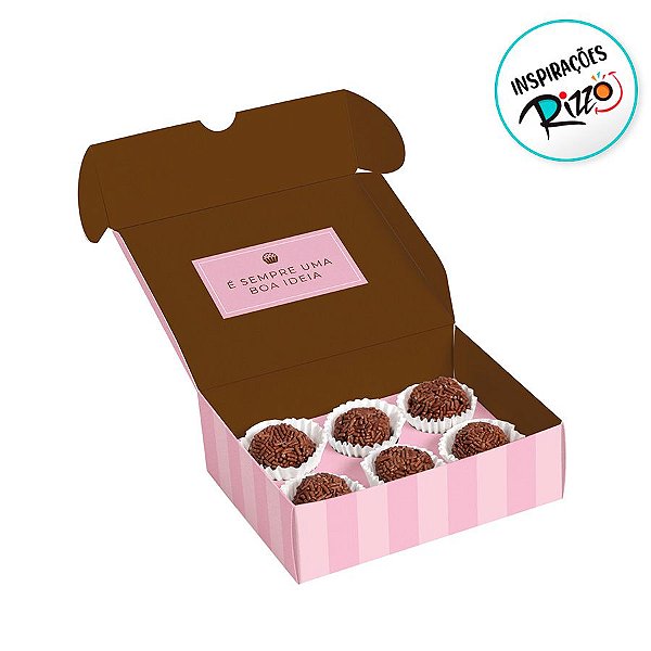 Caixa para Brigadeiros - Brigadeiro Rosa - 10 unidades - Cromus - Rizzo