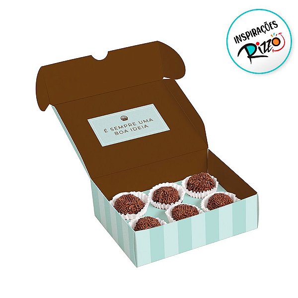 Caixa para Brigadeiros - Brigadeiro Verde Água - 10 unidades - Cromus - Rizzo