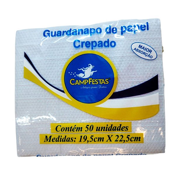 Guardanapo Crepado - 19,5 x 22,5 cm - Azul Candy - 50 unidades - CampFestas - Rizzo