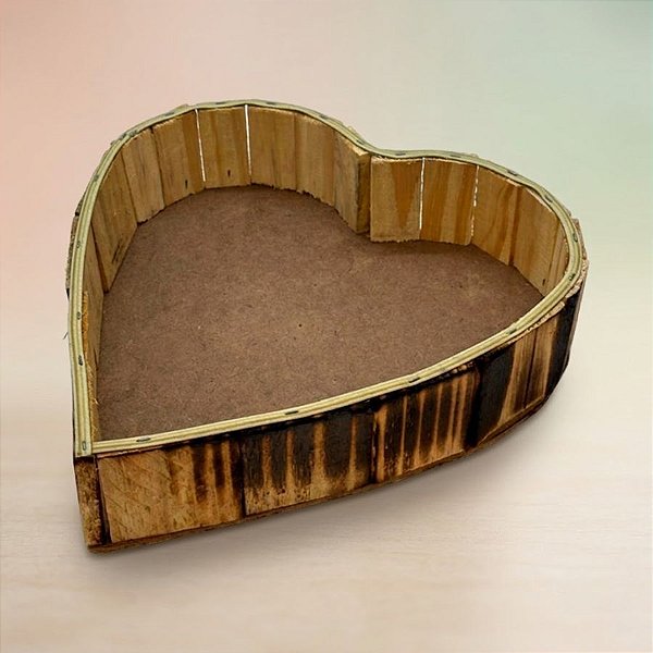 Cachepot Coração de Madeira P - 25x6x25,5cm - 1 unidade - Rizzo