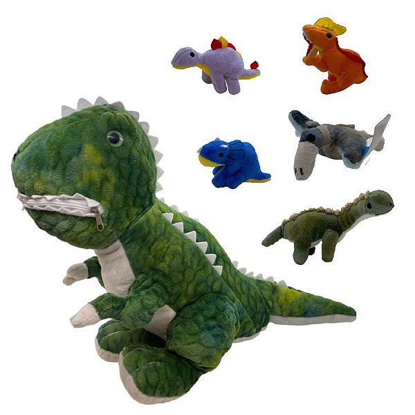 Dinossauro de Pelúcia com Miniaturas - 35cm - 1 unidade - Rizzo