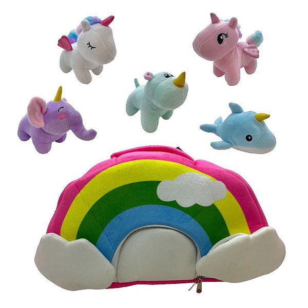 Arco-Íris Bolsa de Pelúcia com Animais - 30cm - 1 unidade - Rizzo
