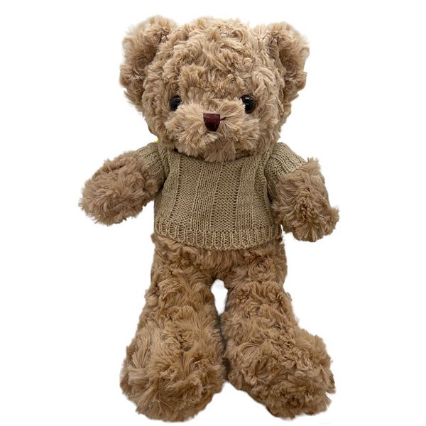 Urso de Pelúcia Marrom com Blusa de Lã - Marrom - 30cm - 1 unidade - Rizzo