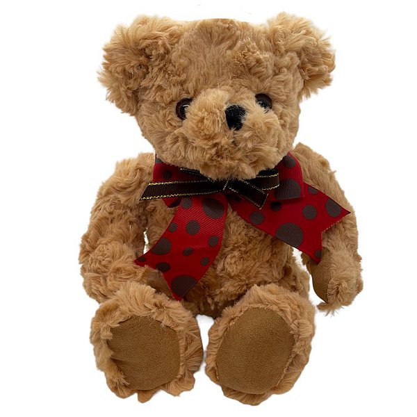 Urso de Pelúcia com Laço Duplo - 20cm - 1 unidade - Rizzo