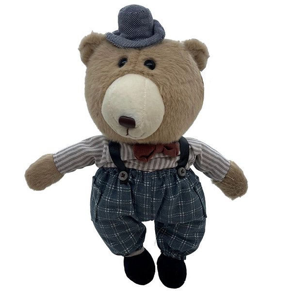 Urso de Pelúcia Retrô - Suspensório - 28cm - 1 unidade - Rizzo