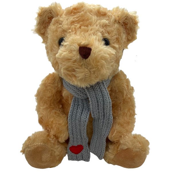 Urso de Pelúcia Cachecol Coração - Azul - 23cm - 1 unidade - Rizzo