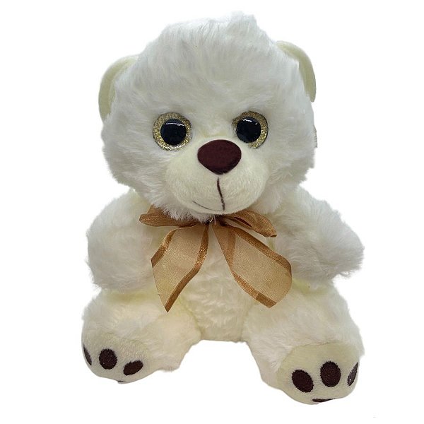 Urso de Pelúcia Laço - Branco - 20cm - 1 unidade - Rizzo