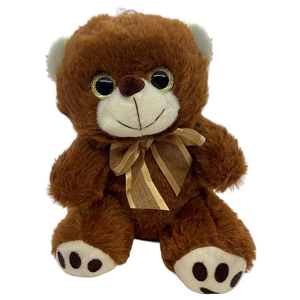 Urso de Pelúcia Laço - Marrom - 20cm - 1 unidade - Rizzo