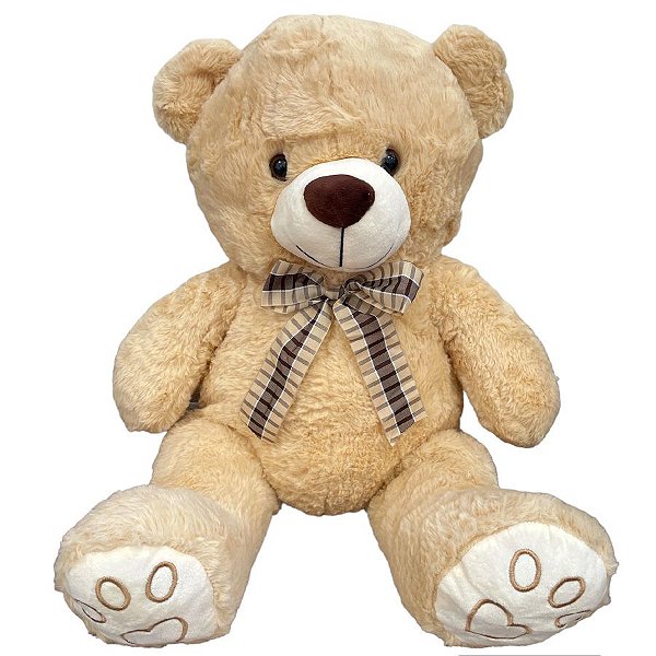 Urso de Pelúcia com Laço - Bege - 54cm - 1 unidade - Rizzo