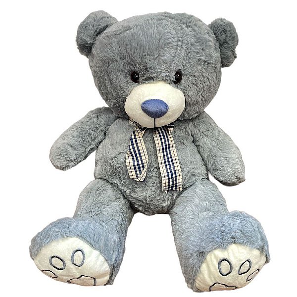 Urso de Pelúcia com Laço - Cinza - 54cm - 1 unidade - Rizzo