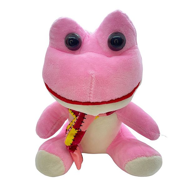 Sapo de Pelúcia com Cachecol - Rosa - 20cm - 1 unidade - Rizzo