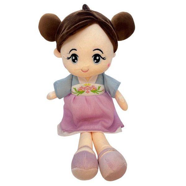 Boneca de Pelúcia com Kimono - Lilás e Azul - 40cm - 1 unidade - Rizzo