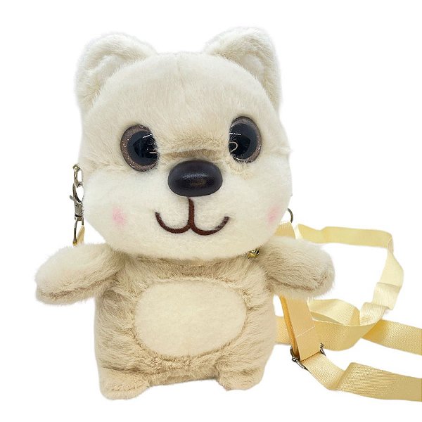 Urso de Pelúcia Bolsa - Creme - 22cm - 1 unidade - Rizzo