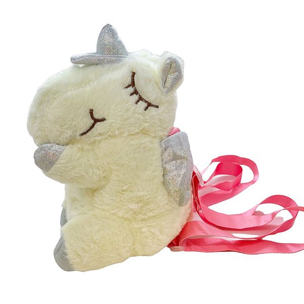 Bolsa de Unicórnio de Pelúcia - Branco - 18cm - 1 unidade - Rizzo