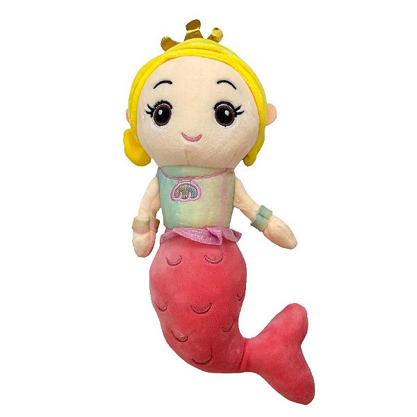 Boneca Sereia de Pelúcia - Rosa - 28cm - 1 unidade - Rizzo