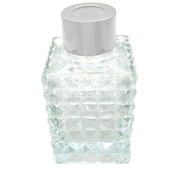 Frasco para Aromatizador e Difusor de Vidro Bucarest  com Tampa Prata - Transparente - 70ml - 1 unidade - Rizzo