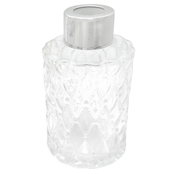Frasco para Aromatizador e Difusor de Vidro Toulouse Com Tampa Prata - 70ml - 1 unidade - Rizzo