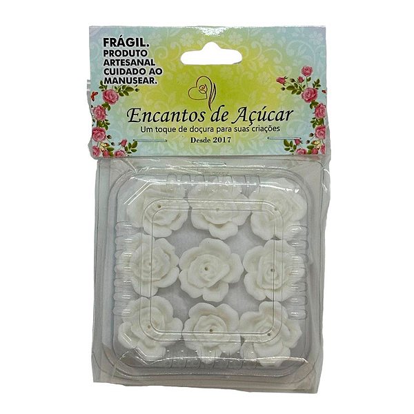 Confeito de Açúcar - Rosa Branca - 12 unidades - Encantos de Açúcar - Rizzo