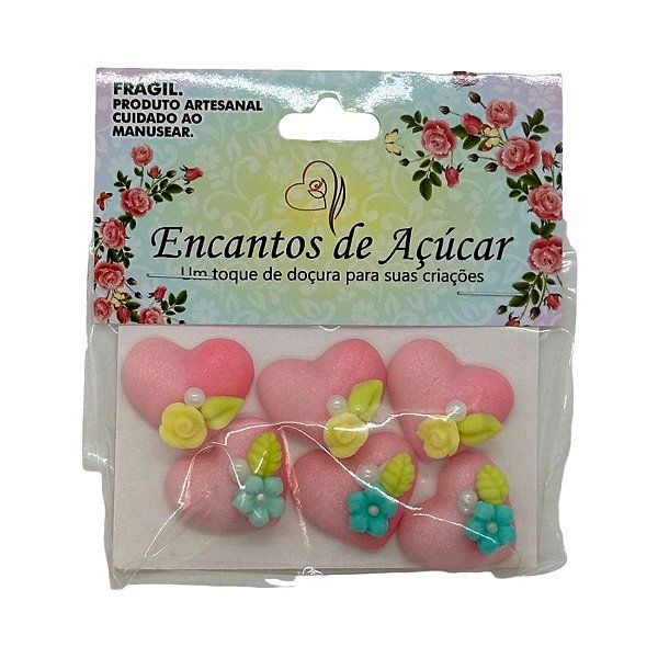 Confeito de Açúcar - Coração - 6 unidades - Encantos de Açúcar - Rizzo